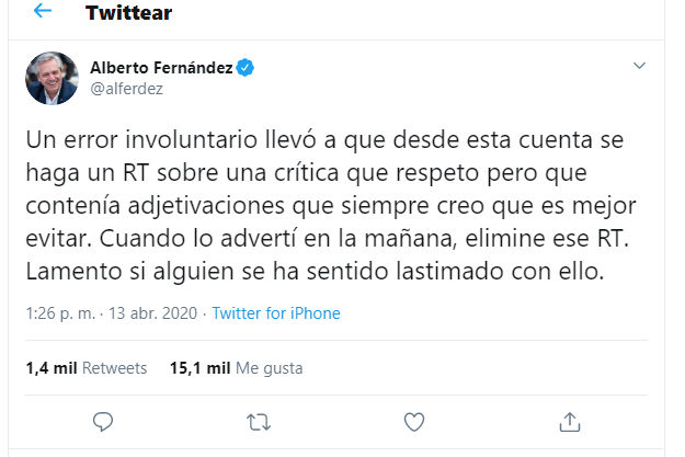 Alberto Fernández pidió disculpas por el insulto de “gordito lechoso” a Jonatan Viale en su cuenta de Twitter