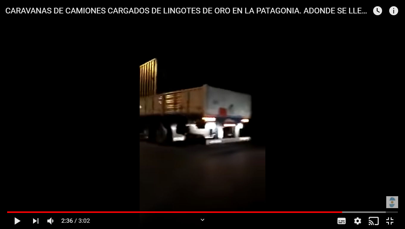 Caravana de camiones con de oro en la Patagonia