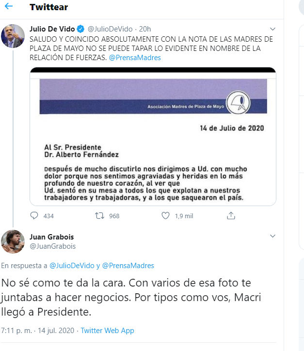 GRABOIS JULIO DE VIDO: ES MI PARECER O RECONOCIERON LA QUE SE LLEVARON