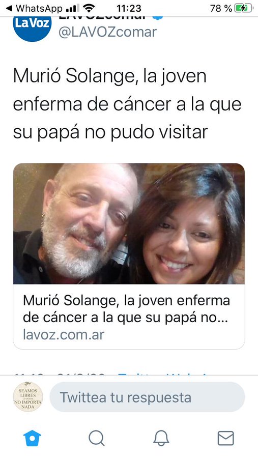 Murió Solange, la joven enferma de cáncer a la que su papá no pudo visitar
