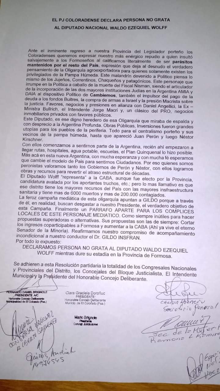 La sociedad narco de Formosa sobre el Diputado Wolff