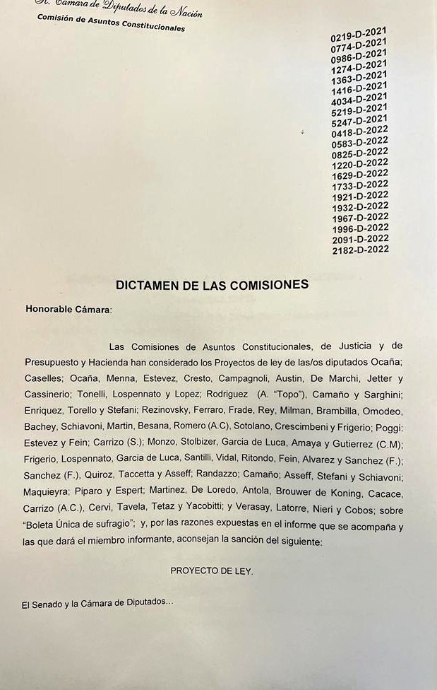 La oposición unida logró aprobar dictamen favorable al proyecto de #BoletaÚnicaDePapel!
