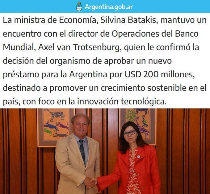 Alguien le dijo que el préstamo de U$s 200 mill es para innovación tecnológica no para el BCRA y bajar el Blue . Cristina tendría 15 mil millones de dólares afuera …