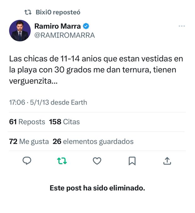 Ramiro Marra borró un TW de 2013 que lo compromete como pedófilo